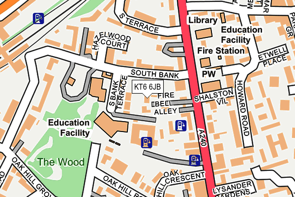 KT6 6JB map - OS OpenMap – Local (Ordnance Survey)