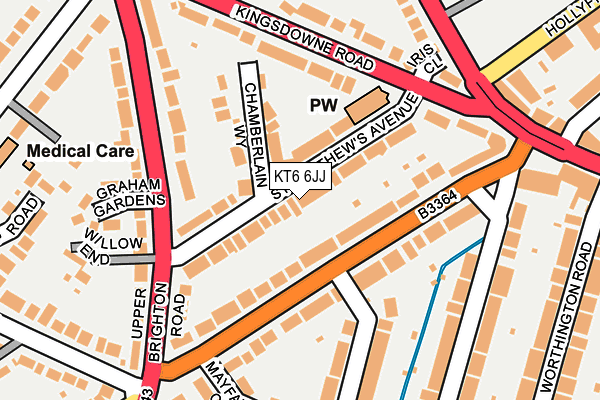 KT6 6JJ map - OS OpenMap – Local (Ordnance Survey)