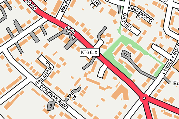 KT6 6JX map - OS OpenMap – Local (Ordnance Survey)