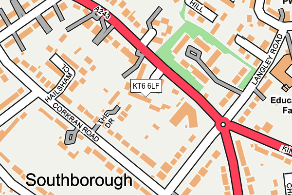 KT6 6LF map - OS OpenMap – Local (Ordnance Survey)