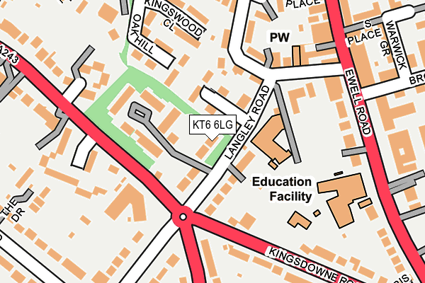 KT6 6LG map - OS OpenMap – Local (Ordnance Survey)