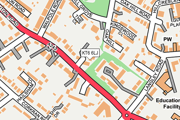 KT6 6LJ map - OS OpenMap – Local (Ordnance Survey)