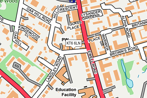 KT6 6LN map - OS OpenMap – Local (Ordnance Survey)