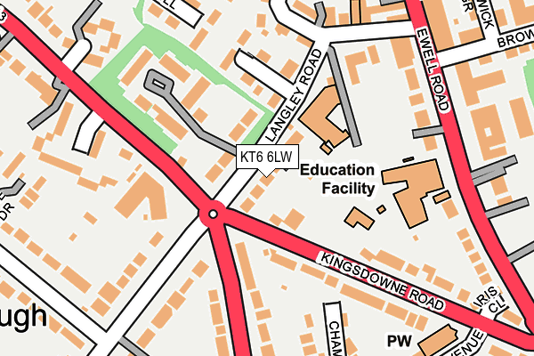 KT6 6LW map - OS OpenMap – Local (Ordnance Survey)