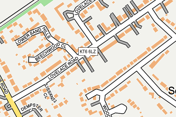 KT6 6LZ map - OS OpenMap – Local (Ordnance Survey)