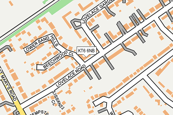 KT6 6NB map - OS OpenMap – Local (Ordnance Survey)