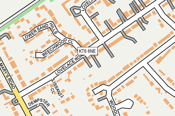 KT6 6NE map - OS OpenMap – Local (Ordnance Survey)