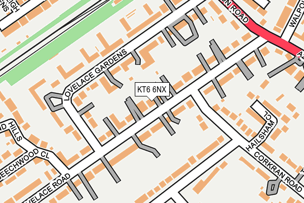 KT6 6NX map - OS OpenMap – Local (Ordnance Survey)