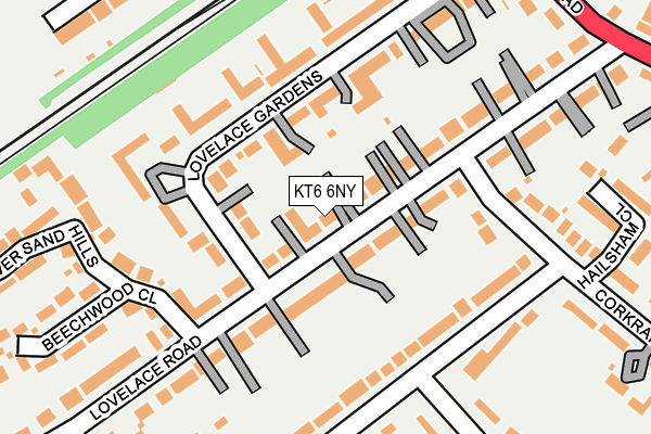 KT6 6NY map - OS OpenMap – Local (Ordnance Survey)