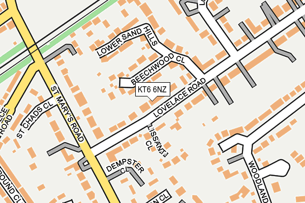 KT6 6NZ map - OS OpenMap – Local (Ordnance Survey)