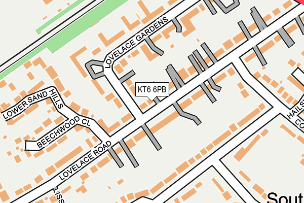 KT6 6PB map - OS OpenMap – Local (Ordnance Survey)