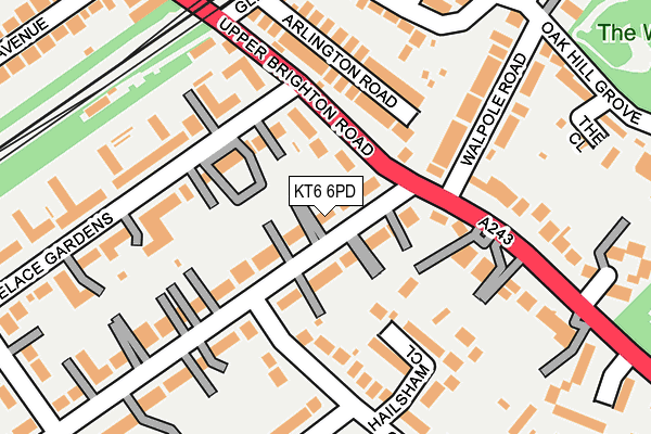 KT6 6PD map - OS OpenMap – Local (Ordnance Survey)