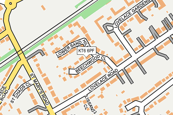 KT6 6PF map - OS OpenMap – Local (Ordnance Survey)