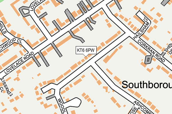 KT6 6PW map - OS OpenMap – Local (Ordnance Survey)