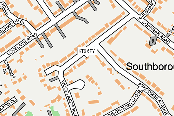 KT6 6PY map - OS OpenMap – Local (Ordnance Survey)