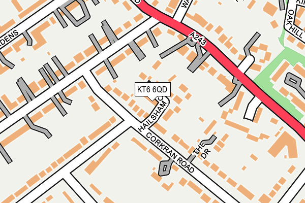 KT6 6QD map - OS OpenMap – Local (Ordnance Survey)