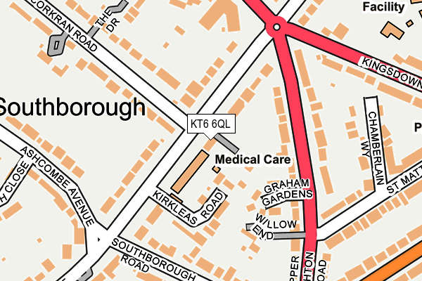 KT6 6QL map - OS OpenMap – Local (Ordnance Survey)