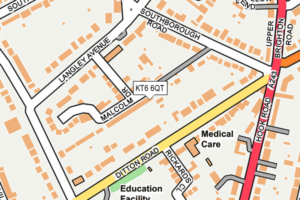 KT6 6QT map - OS OpenMap – Local (Ordnance Survey)