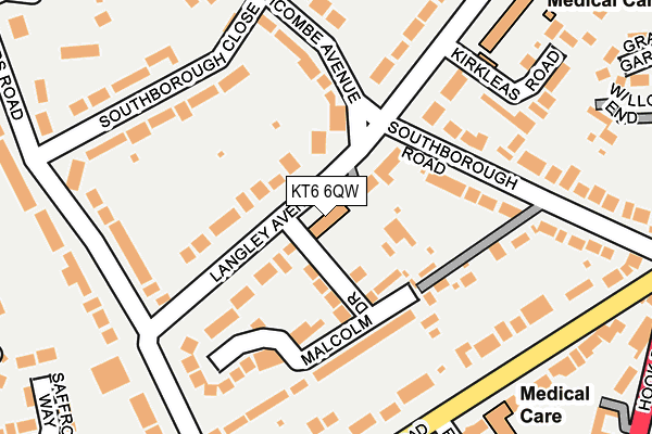 KT6 6QW map - OS OpenMap – Local (Ordnance Survey)