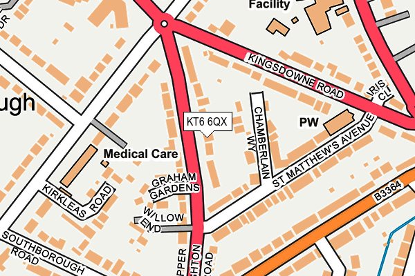 KT6 6QX map - OS OpenMap – Local (Ordnance Survey)