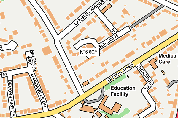 KT6 6QY map - OS OpenMap – Local (Ordnance Survey)