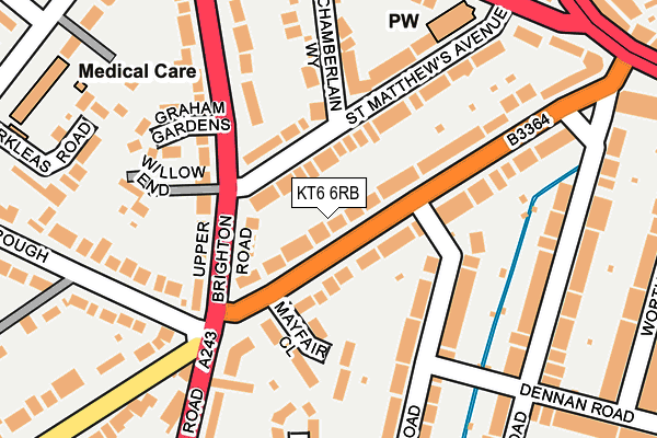 KT6 6RB map - OS OpenMap – Local (Ordnance Survey)