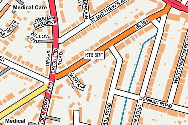 KT6 6RF map - OS OpenMap – Local (Ordnance Survey)