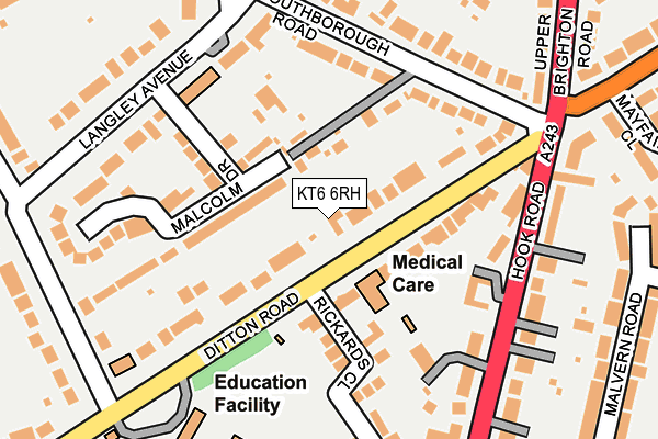 KT6 6RH map - OS OpenMap – Local (Ordnance Survey)