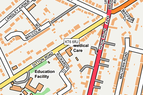 KT6 6RJ map - OS OpenMap – Local (Ordnance Survey)