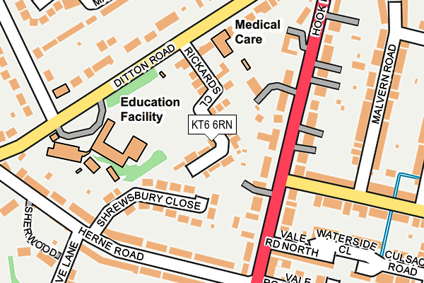 KT6 6RN map - OS OpenMap – Local (Ordnance Survey)