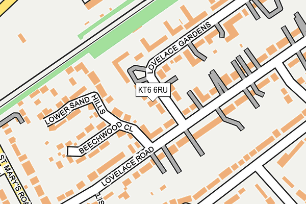 KT6 6RU map - OS OpenMap – Local (Ordnance Survey)