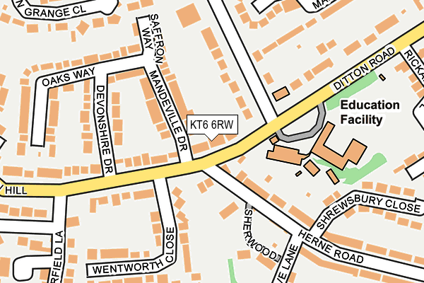 KT6 6RW map - OS OpenMap – Local (Ordnance Survey)