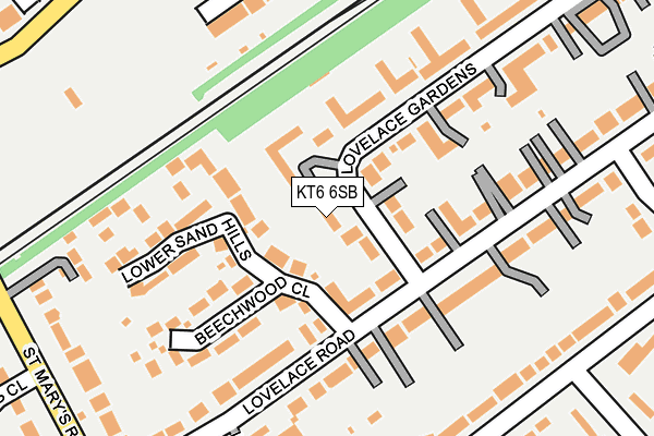 KT6 6SB map - OS OpenMap – Local (Ordnance Survey)