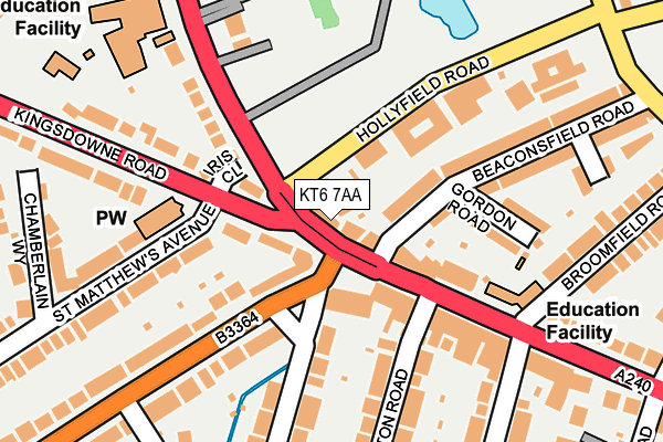 KT6 7AA map - OS OpenMap – Local (Ordnance Survey)