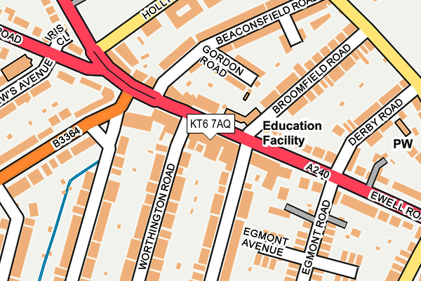 KT6 7AQ map - OS OpenMap – Local (Ordnance Survey)