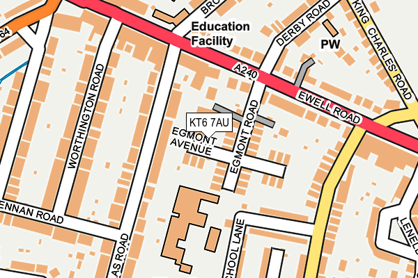 KT6 7AU map - OS OpenMap – Local (Ordnance Survey)