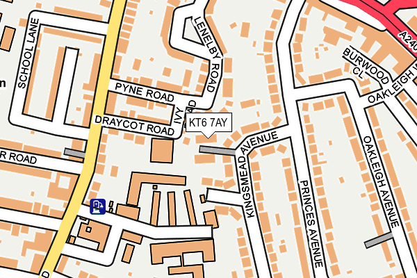 KT6 7AY map - OS OpenMap – Local (Ordnance Survey)