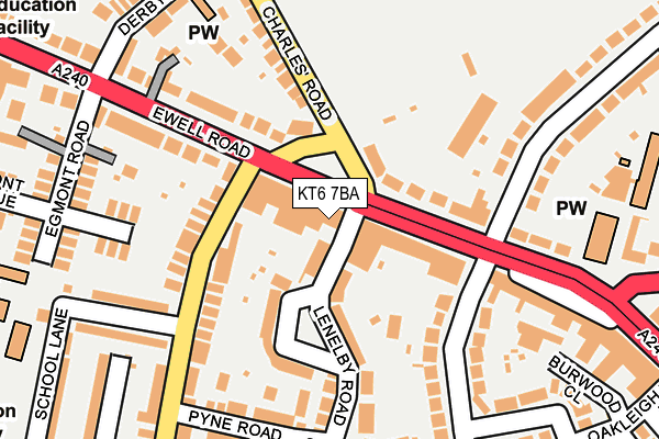 KT6 7BA map - OS OpenMap – Local (Ordnance Survey)