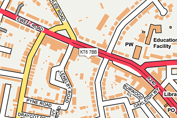 KT6 7BB map - OS OpenMap – Local (Ordnance Survey)