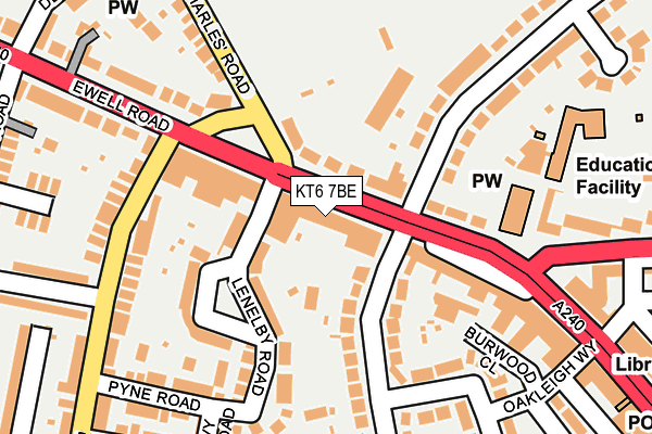 KT6 7BE map - OS OpenMap – Local (Ordnance Survey)