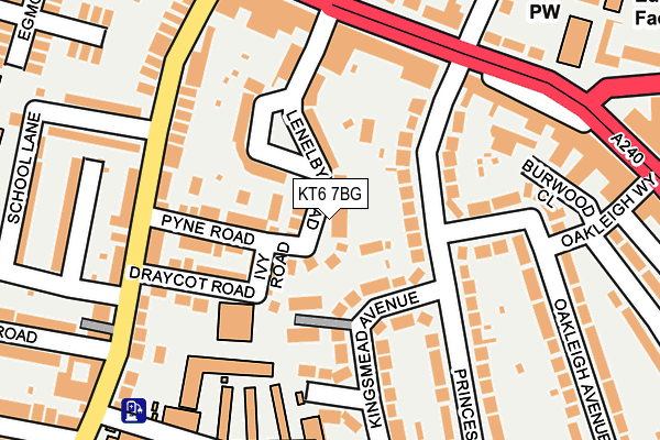 KT6 7BG map - OS OpenMap – Local (Ordnance Survey)