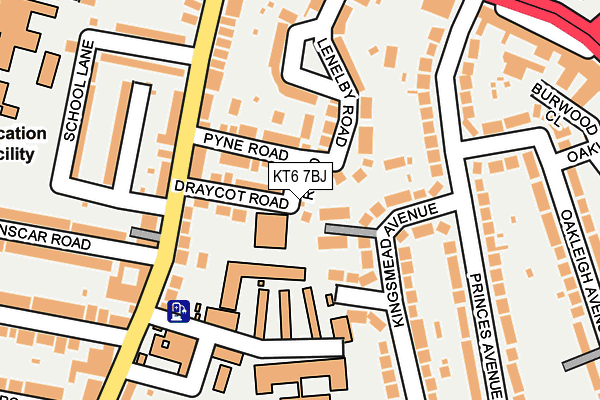 KT6 7BJ map - OS OpenMap – Local (Ordnance Survey)