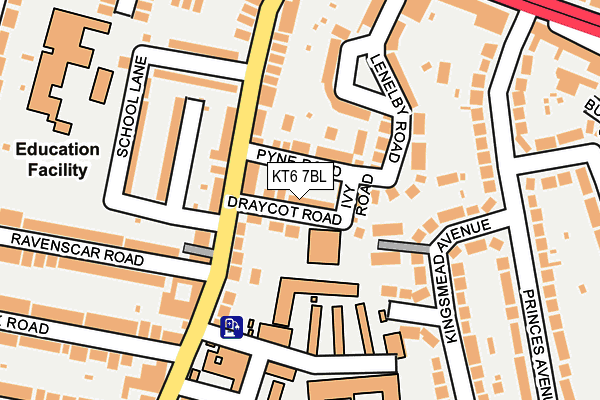 KT6 7BL map - OS OpenMap – Local (Ordnance Survey)