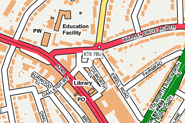 KT6 7BU map - OS OpenMap – Local (Ordnance Survey)