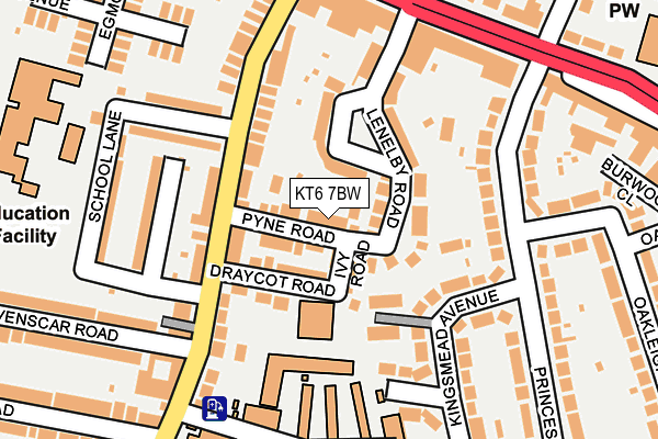 KT6 7BW map - OS OpenMap – Local (Ordnance Survey)