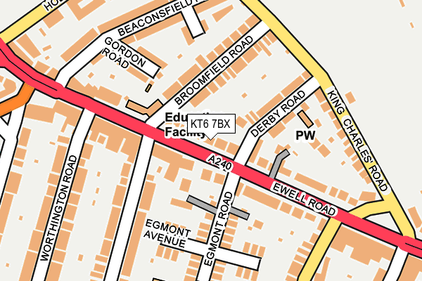 KT6 7BX map - OS OpenMap – Local (Ordnance Survey)