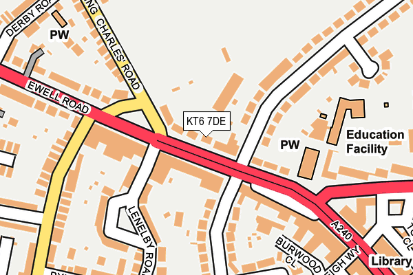 KT6 7DE map - OS OpenMap – Local (Ordnance Survey)
