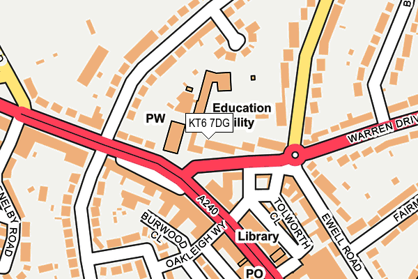 KT6 7DG map - OS OpenMap – Local (Ordnance Survey)