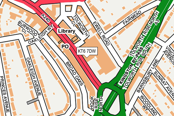 KT6 7DW map - OS OpenMap – Local (Ordnance Survey)