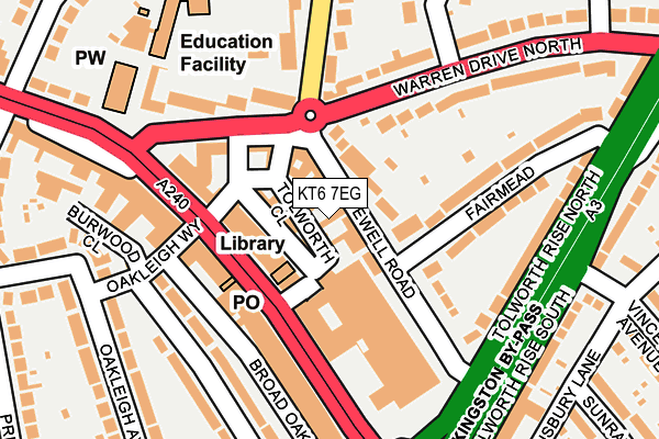 KT6 7EG map - OS OpenMap – Local (Ordnance Survey)